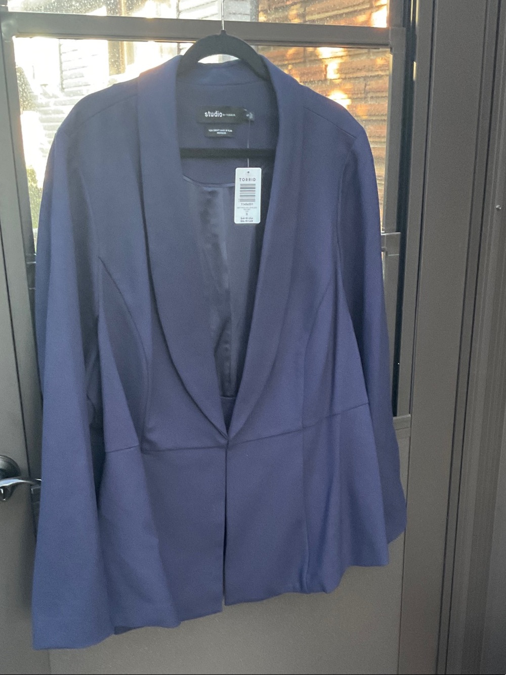 torrid Navy Open-Front Shawl Collar Blazer